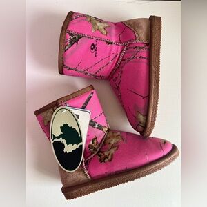 LAMO Girls Boots Mossy Oak Pink Camo